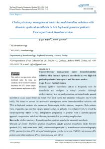 Cholecystectomy management under dexmedetomidine sedation with tho-racic epidural anesthesia in two high-risk geriatric patients: Case reports and literature review